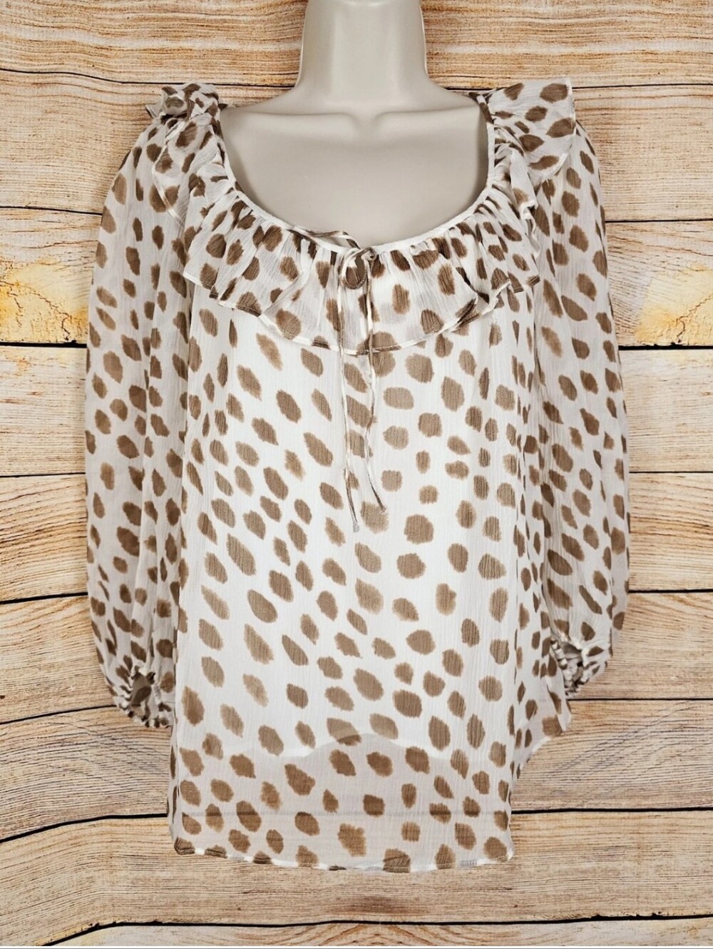 AYR Silk Blend Polka Dot Blouse with Attached Cami Size Small